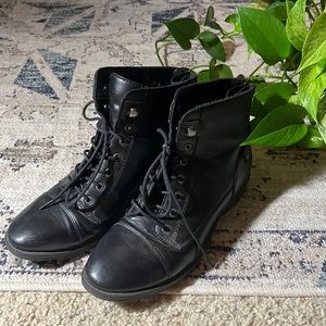 Black Faux Leather Boots